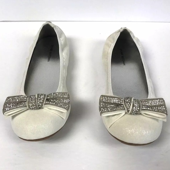 Stuart Weitzman Kids’ Fannie Chain Bow White Ballet Flats, Girls’ Size 4 M - Picture 3 of 6